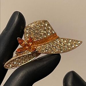 Vintage Monet “Nanette” Hat Rhinestone Brooch